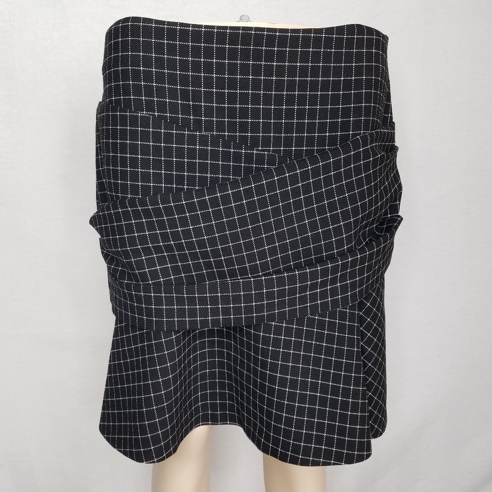 Thakoon Skirt Plaid Black White Wrap‎ Effect Size 8